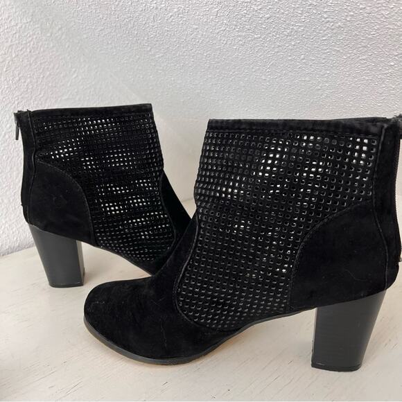 Shiekh black faux suede block heel fashion bootie size 10 - Picture 5 of 9
